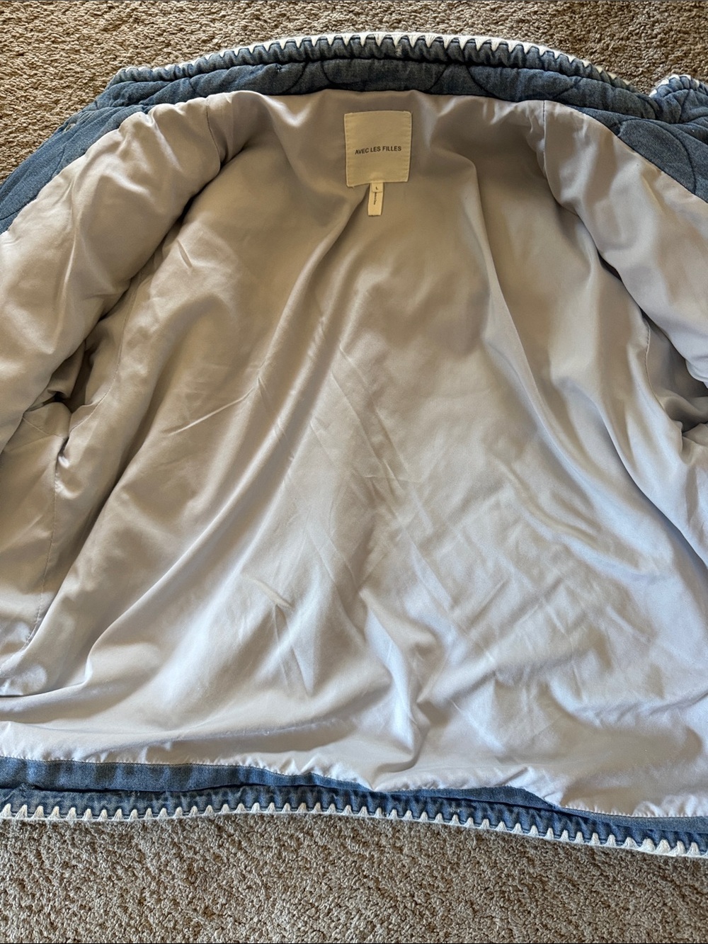 Avec Les Filles Quilted Denim Embroidered Jacket - Picture 5 of 6